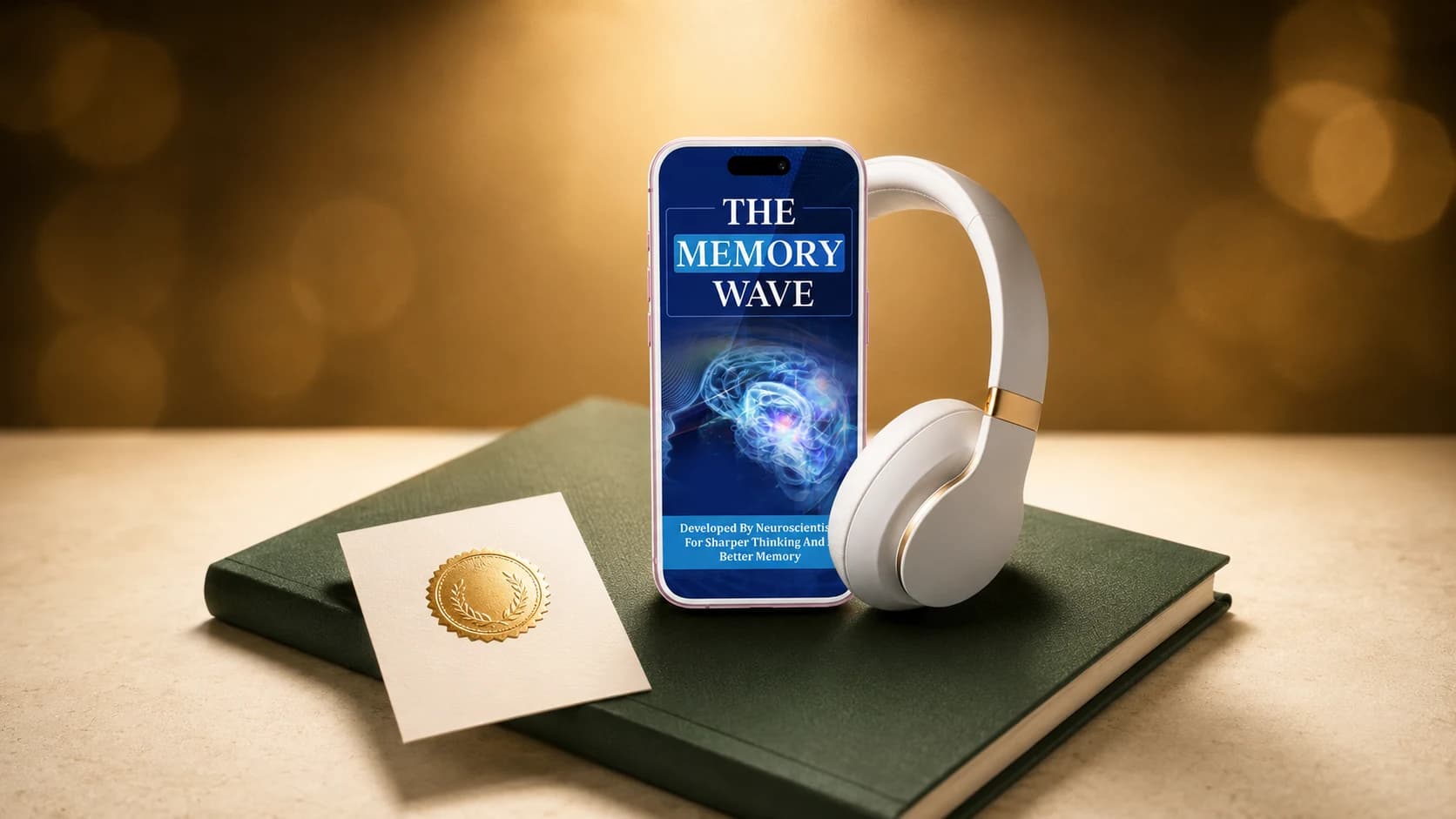 The Memory Wave pricing and where to buy showing product on dark sage mat with gold seal